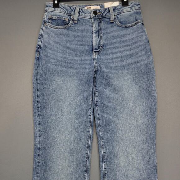 SO Jeans Womens 7/28W Blue High Rise Curvy 90s Bootcut Raw Hem Stretch Denim - Picture 5 of 16